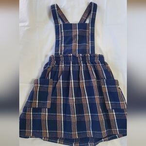 Wonder Nation Blue and Brown Plaid Overalls